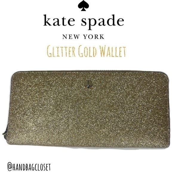 Kate Spade Burgess Court Glitter Gold Wallet - Picture 1 of 12